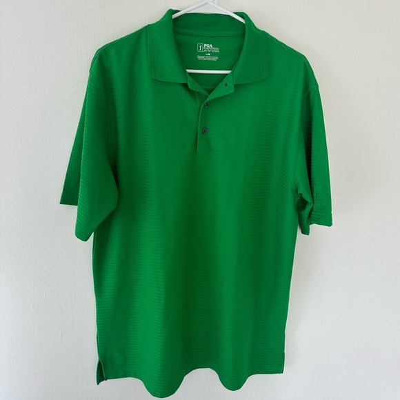 PGA Tour Men's Polo Short Sleeve Golf Shirt, Solid Green, Size Large. - Picture 1 of 11